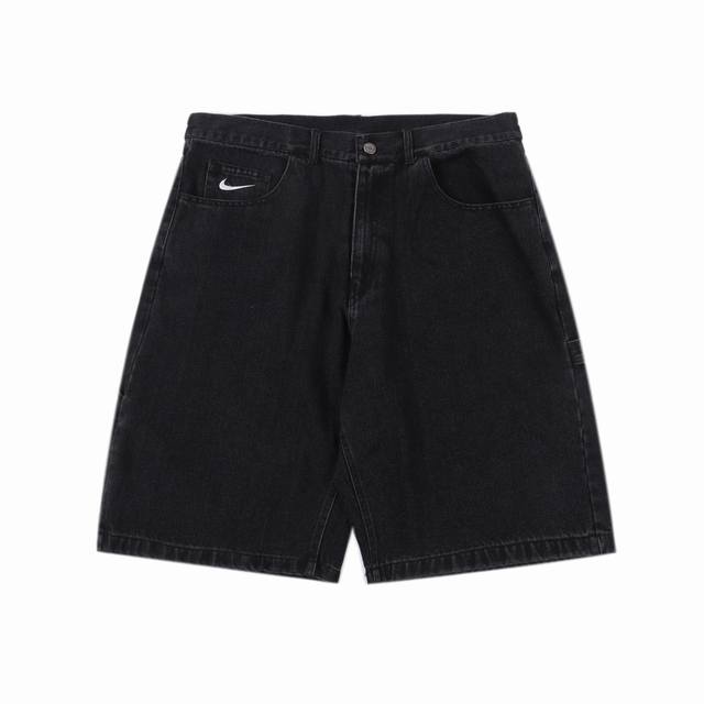 Supreme x NikeSS24 WEEK10 DENIM SHORT 纯色休闲拉链直筒牛仔短裤 联名廓形丹宁牛仔水洗短裤 完美地融合了两个品牌的风格与特征