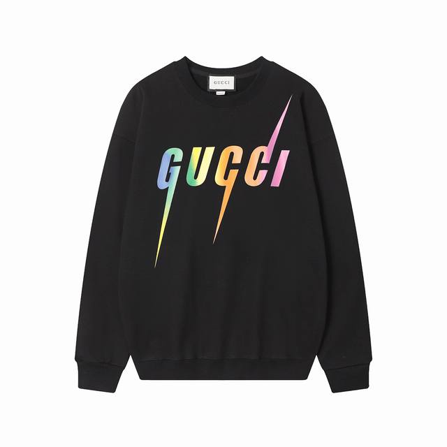 上新☆秋季促销 顶级版本 Gucci古驰 彩色闪电 印花 大Logo标识精致升级，卫衣 原版面料 官方同款 420克双股大毛圈面料同缸染面料 手感非常舒服 秋冬