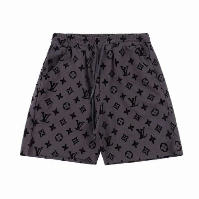 Louis Vuitton 路易威登 24ss 老花植绒满印logo短裤 严禁机洗，只能手洗，花型处采用进口绒才能体现出原板的绒高和密度，运用进口环保超强胶水粘