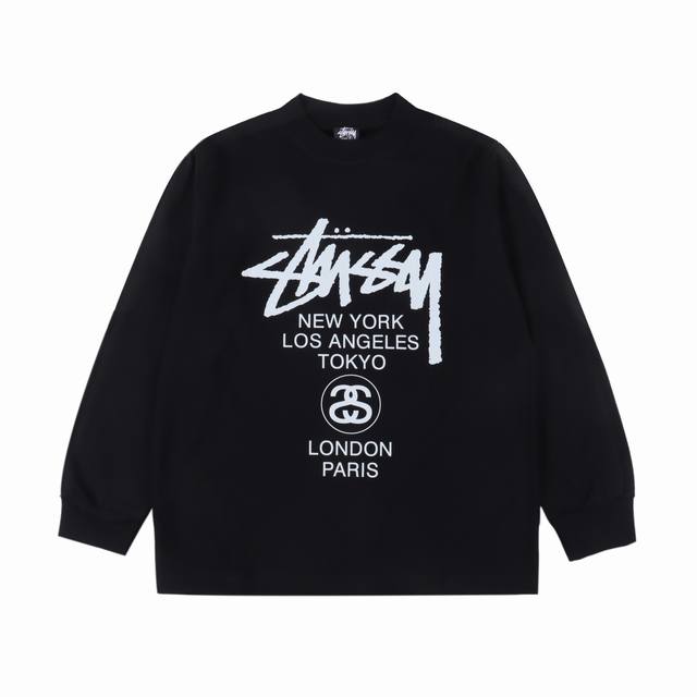 Stussy 斯图西 世界巡游系列 LOGO印花图案圆领套头长袖 Size:S-XL