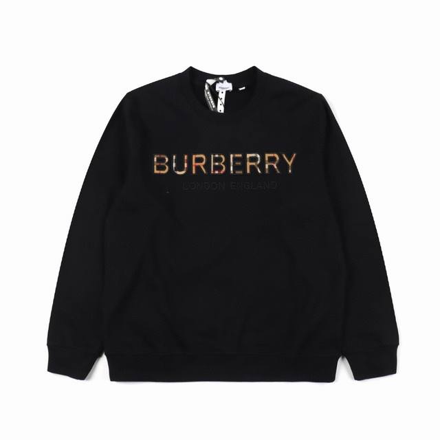 Burberry 巴宝莉 胸前格纹字母圆领卫衣 采用100%定织400g低弹无尘精棉面料，每一条都是手工单独裁剪，舒适灵便，可以说是怎么穿怎么舒服了采用100%