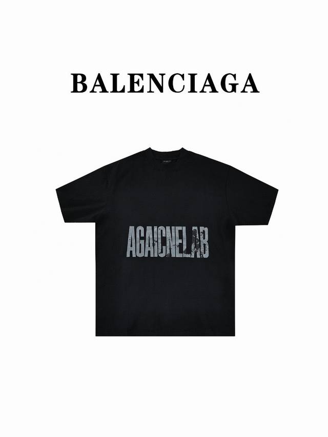 Balenciaga 巴黎世家 24ss 爆裂纹反向字母印花短袖T恤 Size:1 2 3 4