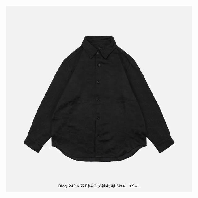 Balenciaga 巴黎世家 24Fw 双B斜杠长袖衬衫 面料采用高密度棉质帆布，定染后进行全副提花工艺制作经典BB老花图案，激光对位裁剪，领门子襟采用进口树