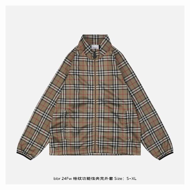 Burberry 博柏利 24Fw 格纹功能性夹克外套 布料两种工艺织做而成，全部拆解分析，定织原料全棉功能性面料，有弹力舒展性好，数码印花做格形，里层为鸟眼布