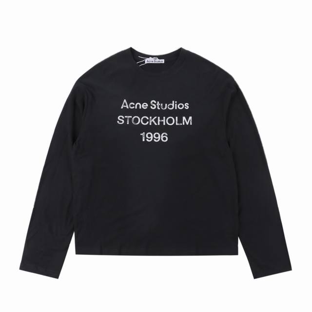 ACNE studios 1996喷砂做旧洗水长袖T恤 面料：ACNE长袖T恤百分之 %竹节棉面料 衣身面料克重约 g、螺纹1*1竖排定织定染对色、包领条均为定