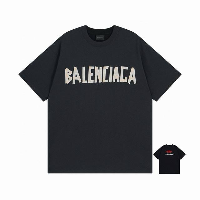 BALENCIAGA 巴黎世家2024 SS 最新前后不同色面料拼接AB双面印花刺绣双结合短袖T恤 本市场No.1的质量 真正天花板品质 全部原版开发注意细节图