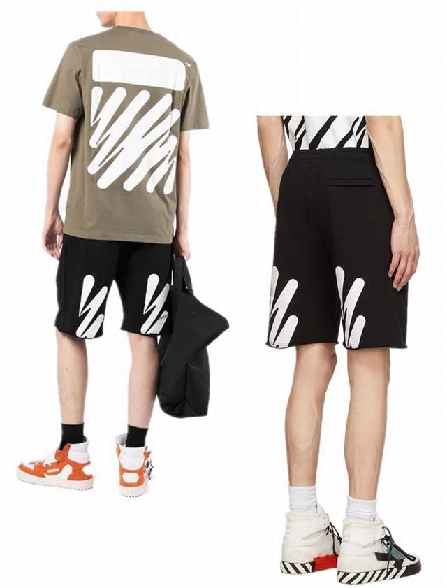 现货： # ss春夏新品！ 品牌：off-white 心电图款五分裤 短卫裤！ 颜色： 黑色 尺码：XS-S-M-L 做工： 立体剪裁：一片成型 裆缝采用 4针