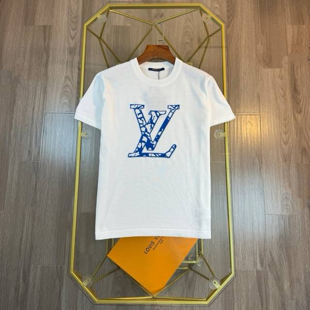 顶级代购版本★路易威登Louis Vuitton LV 24SS滑雪系列裂纹提花针织短袖 轻奢主义 男女日常通勤穿搭必备单品正确版本随意对比详细特征 采用30%