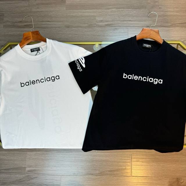 顶级代购版本★BALENCIAGA巴黎世家SS24新款M标印花短袖T恤 定织定染纯棉棉料洗水处理 1:1高品质 高克重 270克左右 此款前后幅手臂印花工艺 大