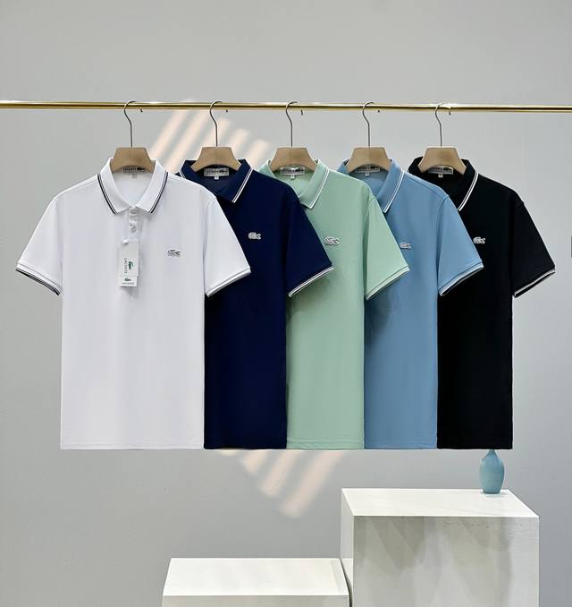 特价 质量保证不退换 LACOSTE 鳄鱼翻领胸标小logo短袖T恤，男款夏季POLO衫短袖，五色可选，商务休闲简约风，上身帅气百搭，夏季必备百搭奢潮单品 高端