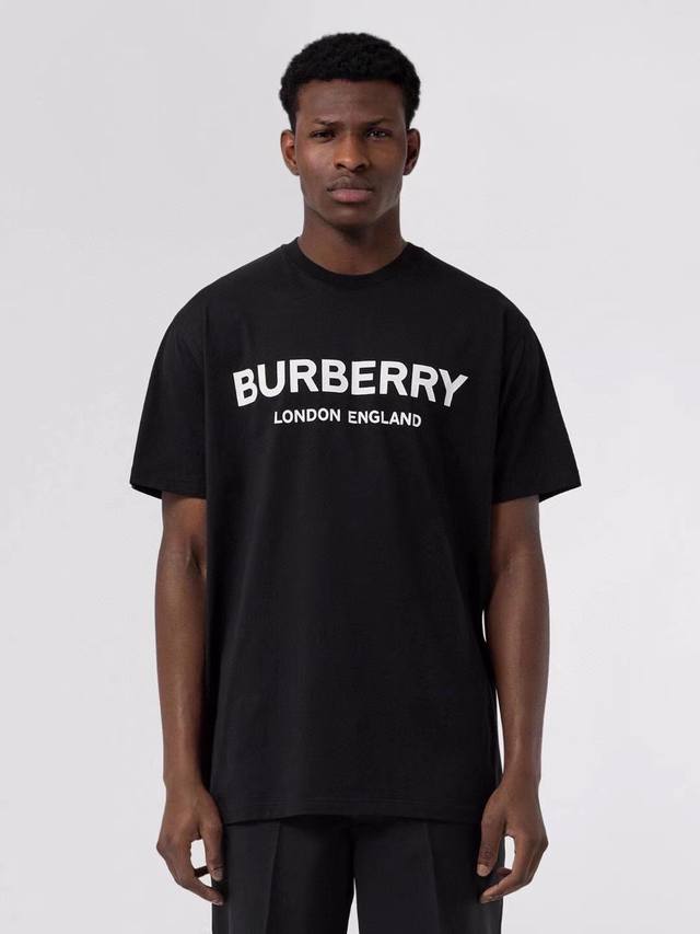 巴宝莉 BBR Burberry SS22经典伦敦限定系列徽标大logo印花短袖T恤 顶级版本 面料采用进口260g40支双纱精梳全棉材料，织造工艺多种纱支交织