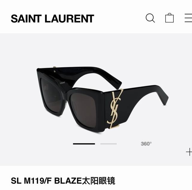 SAINT LAURENT 圣罗兰 SL M119 F BLAZE太阳眼镜 圣罗兰今年大火的一款眼镜，朴彩英等明星同款，超级酷，墨镜一戴，谁都不爱。圣罗兰潮酷的