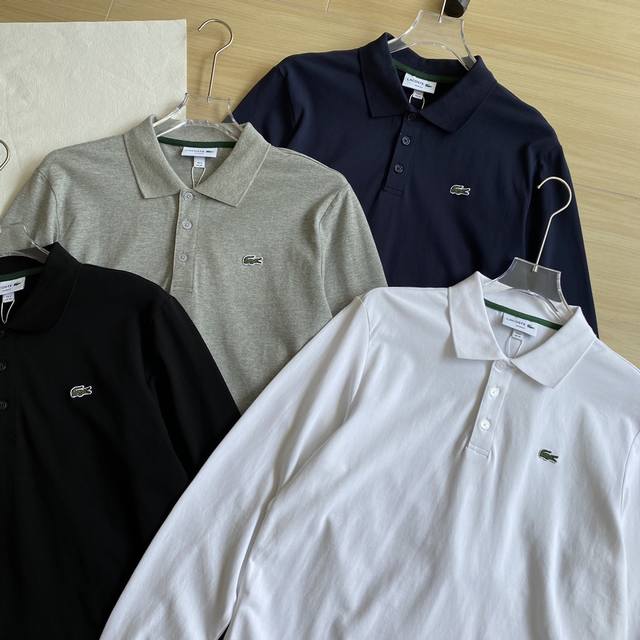 细节图 高品质 Lacoste 法国鳄鱼 经典刺绣款男款长袖polo衫商务休闲- polo衫长袖穿搭更适合初秋 经典四色可选 潮流易逝、经典永存 经典款鳄鱼po