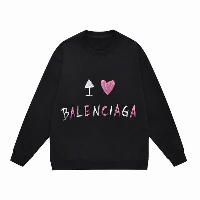 Balenciaga 巴黎世家秋季最新款爱心字母圆领卫衣 胸前爱心印花字母logo，潮流感十足，休闲百搭款！精梳滑棉高品质面料，全套定制辅料，最新专柜同步 时尚