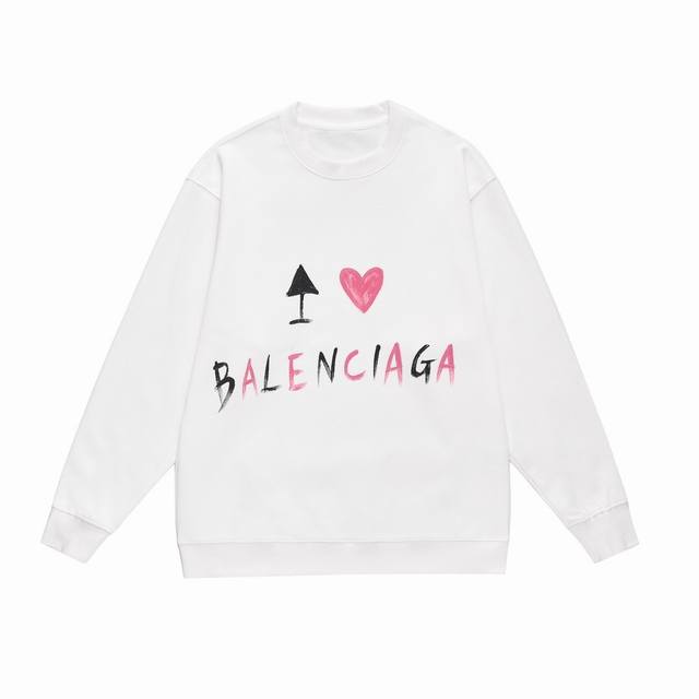 Balenciaga 巴黎世家秋季最新款爱心字母圆领卫衣 胸前爱心印花字母logo，潮流感十足，休闲百搭款！全套定制辅料，最新专柜同步 时尚又个性 超级百搭好看