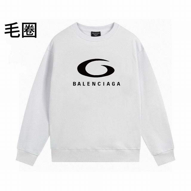 高品质24ssBalenciaga 巴黎世家24ss新款简约字母印花圆领卫衣情侣宽松秋季卫衣 肩膀缝合处后领处都采用双缝走线经久耐穿，后领口处采用纯棉拉条提升了