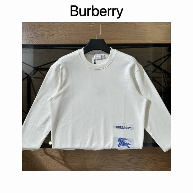 巴宝莉BURBERRY 2024 新款战马贴布绣圆领卫衣长袖 经典再现，下摆品牌字母＋战马贴布绣设计，极简设计，整体效果呈现简约时尚大方，取用400超高重水洗纯