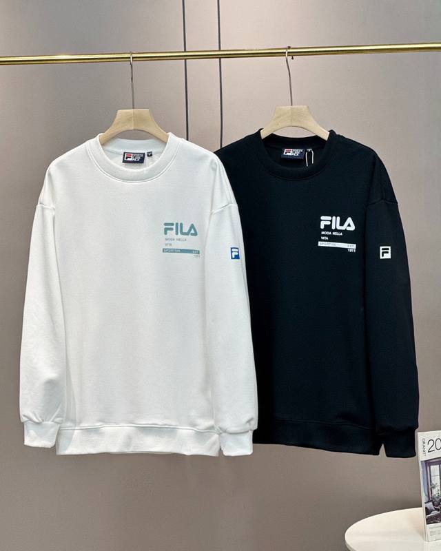 FILA 斐乐超自然元宇宙系列秋季新款针织套头毛圈卫衣休闲情侣款 顶级版本 尺码：S~XL 颜色：黑色、白色 细节版本1:1复刻 重磅专柜最新款！走一波！绝对私