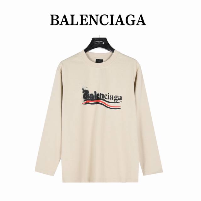 Balenciaga 巴黎世家 24Fw 模糊可乐印花水洗破洞长袖T恤 购入原版对版操作今年新发售的可乐区别往年。领口，袖口，下摆均采用破洞工艺处理 300克精