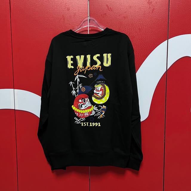 上新 Evisu 福神2024新款印花卫衣 高版本高品质采用纯棉双纱400克面料 网红明星同款 这件卫衣剪裁合身。 尺寸S-XXL