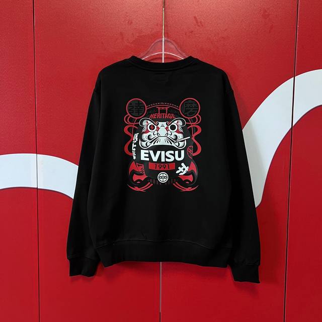 上新 Evisu 福神2024新款印花卫衣 高版本高品质采用纯棉双纱400克面料 网红明星同款 这件卫衣剪裁合身。 尺寸S-XXL