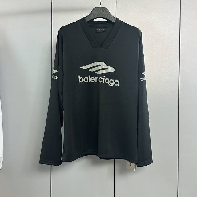 balenciaga 巴黎世家blcg 24ss 3b印花v领长袖滑雪t恤轻奢主义男女日常通勤穿搭必备单品正确版本随意对比详细特征 100%纯棉双纱珠地棉面料