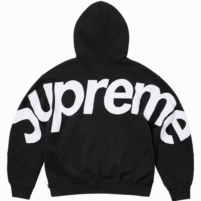 SUPREME BIG LOGO JACQUARD HOODED SWEATSHIRT 背后大LOGO帽衫 卫衣 黑 灰 S M L XL