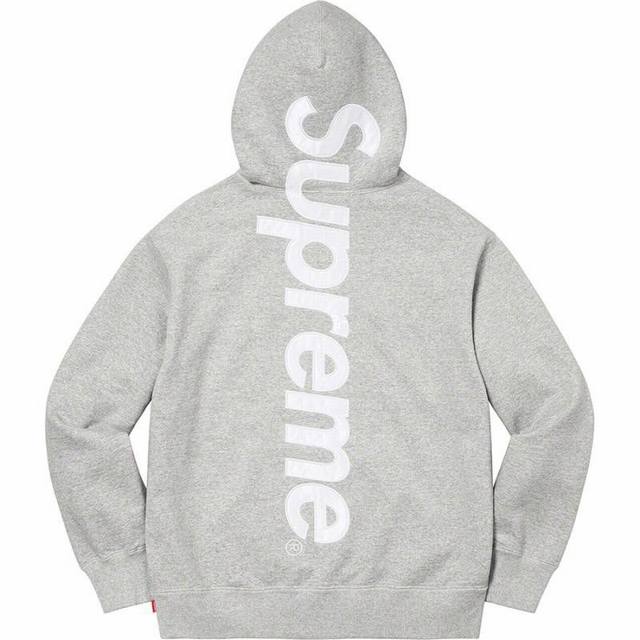 Supreme 22FW Satin Appliqué Hooded Sweatshirt 连帽卫衣 黑 花灰 宝蓝 S M L XL