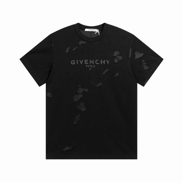 高版 纪梵希Givenchy gvc2024新配色字母印花大破洞圆领短袖，康利数码直喷印花，专柜同步上新，男女同款现货发售尺码Xs-L