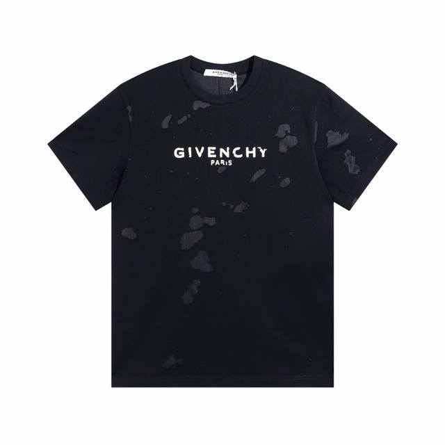 高版 纪梵希Givenchy gvc2024新配色字母印花大破洞圆领短袖，康利数码直喷印花，专柜同步上新，男女同款现货发售尺码Xs-L