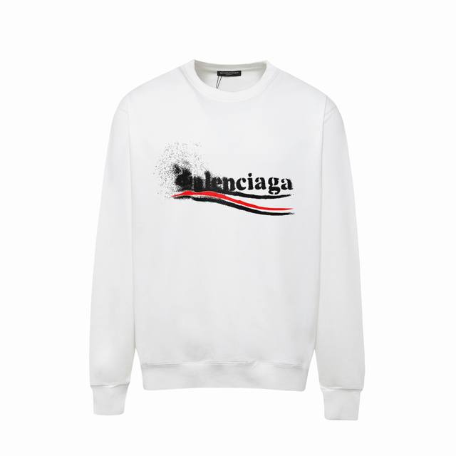 707# ，Balenciaga巴黎世家印花圆领毛圈卫衣 1:1对版面料400克毛圈高克重百分百纯棉 提前做过预缩水1×1双纱洗一辈子都不会变形的 男女同款 官