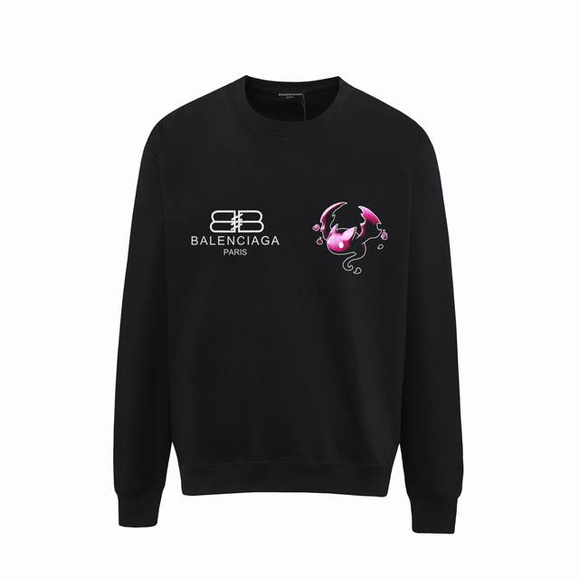 724# ，Balenciaga巴黎世家印花圆领毛圈卫衣 1:1对版面料400克毛圈高克重百分百纯棉 提前做过预缩水1×1双纱洗一辈子都不会变形的 男女同款 官