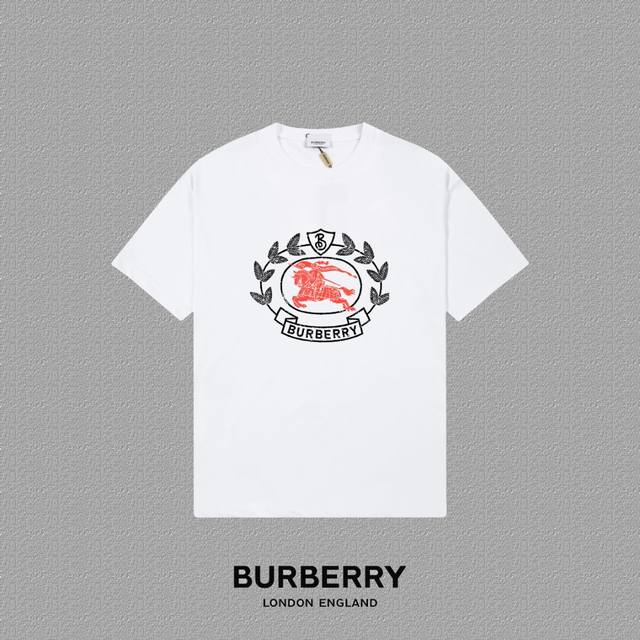 Burberry 巴宝莉] 2024FW短袖T恤 战马花卉字母LOGO印花 高端32s双纱260克面料 重磅面料 定制拉架罗纹同缸同染 三标齐全 男女同款 颜色