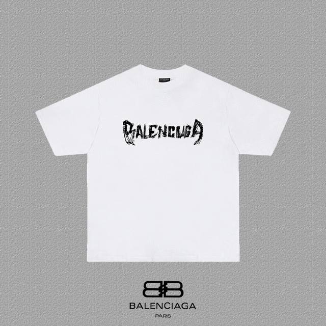 BALENCIAGA 巴黎世家 巴黎字母印花短袖T恤 定织定染280克精梳棉重磅面料 螺纹零色差 细节完美 区别市面通货版本 欢迎对比 男女同款 上图必卖款 颜