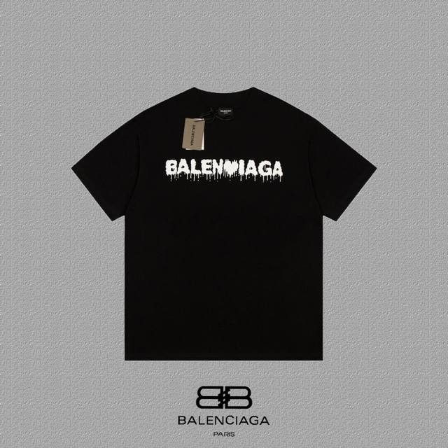 BALENCIAGA 巴黎世家 巴黎爱心字母印花短袖T恤 定织定染280克精梳棉重磅面料 螺纹零色差 细节完美 区别市面通货版本 欢迎对比 男女同款 上图必卖款