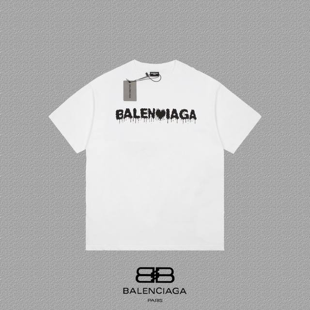 BALENCIAGA 巴黎世家 巴黎爱心字母印花短袖T恤 定织定染280克精梳棉重磅面料 螺纹零色差 细节完美 区别市面通货版本 欢迎对比 男女同款 上图必卖款