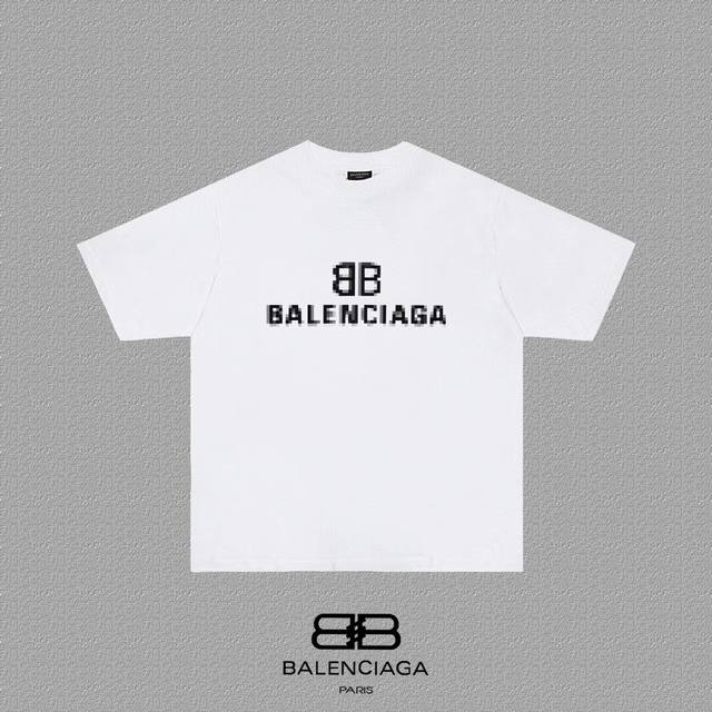 BALENCIAGA 巴黎世家 巴黎马赛克字母印花短袖T恤 定织定染280克精梳棉重磅面料 螺纹零色差 细节完美 区别市面通货版本 欢迎对比 男女同款 上图必卖