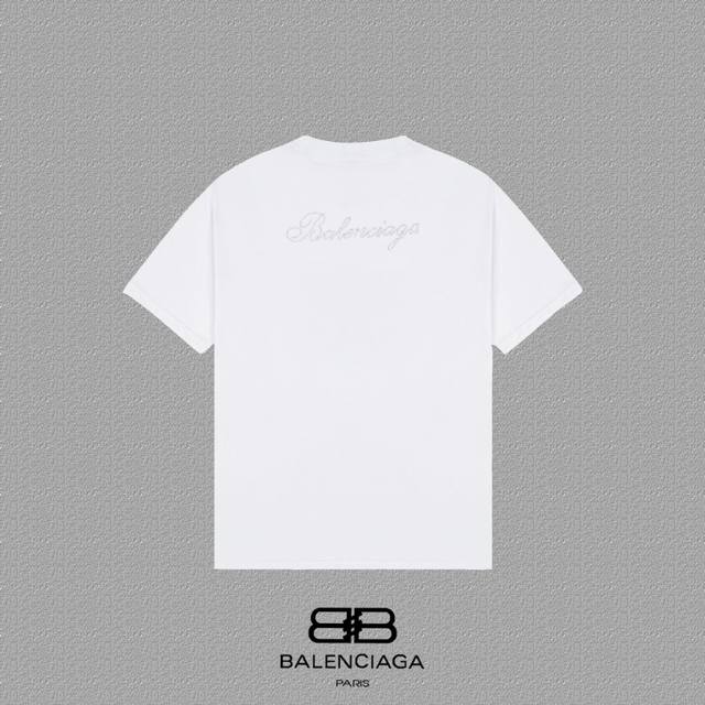 BALENCIAGA 巴黎世家 巴黎签名款烫钻短袖T恤 定织定染280克精梳棉重磅面料 螺纹零色差 细节完美 区别市面通货版本 欢迎对比 男女同款 上图必卖款