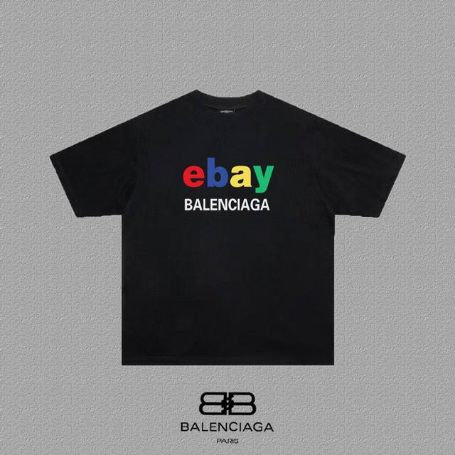 BALENCIAGA 巴黎世家 巴黎字母印花短袖T恤 定织定染280克精梳棉重磅面料 螺纹零色差 细节完美 区别市面通货版本 欢迎对比 男女同款 上图必卖款 颜