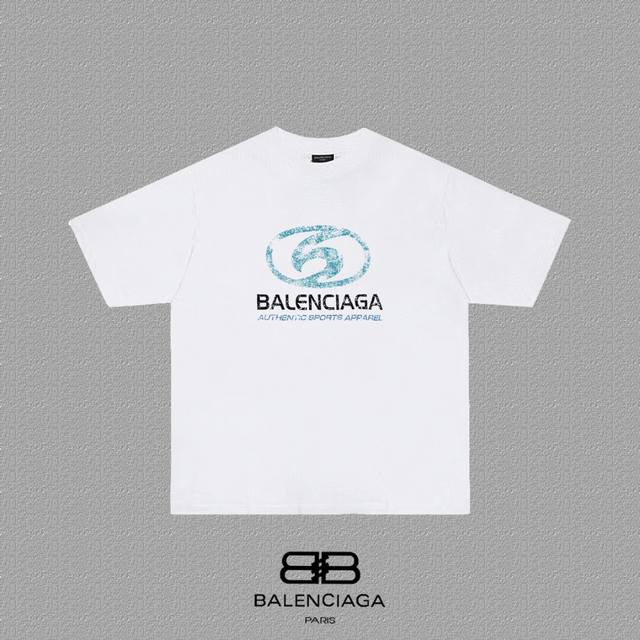 BALENCIAGA 巴黎世家 巴黎字母印花短袖T恤 定织定染280克精梳棉重磅面料 螺纹零色差 细节完美 区别市面通货版本 欢迎对比 男女同款 上图必卖款 颜