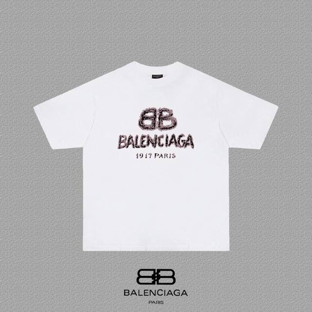 BALENCIAGA 巴黎世家 巴黎字母印花短袖T恤 定织定染280克精梳棉重磅面料 螺纹零色差 细节完美 区别市面通货版本 欢迎对比 男女同款 上图必卖款 颜