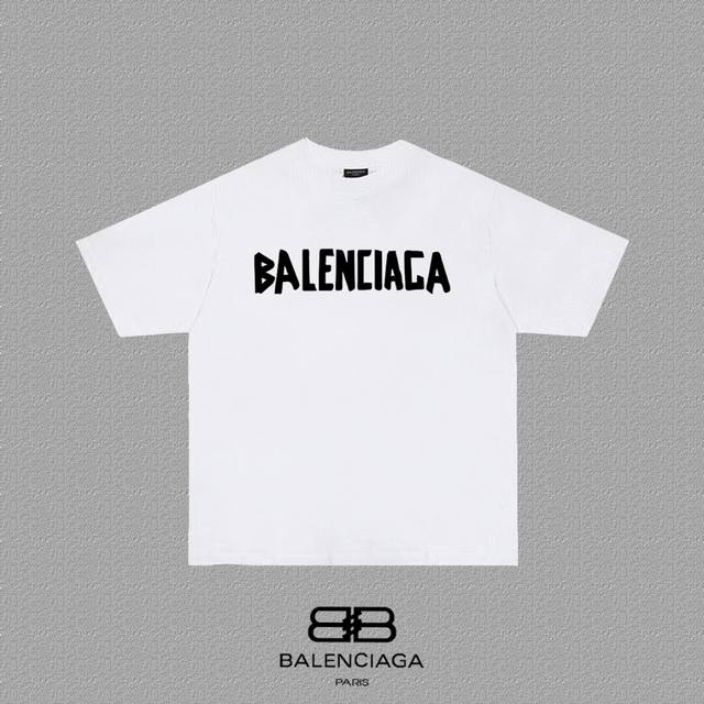 BALENCIAGA 巴黎世家 巴黎字母印花短袖T恤 定织定染280克精梳棉重磅面料 螺纹零色差 细节完美 区别市面通货版本 欢迎对比 男女同款 上图必卖款 颜