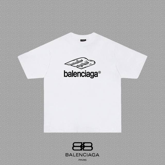 BALENCIAGA 巴黎世家 巴黎字母印花短袖T恤 定织定染280克精梳棉重磅面料 螺纹零色差 细节完美 区别市面通货版本 欢迎对比 男女同款 上图必卖款 颜