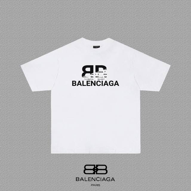 BALENCIAGA 巴黎世家 巴黎字母印花短袖T恤 定织定染280克精梳棉重磅面料 螺纹零色差 细节完美 区别市面通货版本 欢迎对比 男女同款 上图必卖款 颜