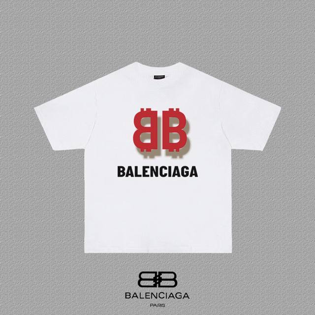 BALENCIAGA 巴黎世家 巴黎字母印花短袖T恤 定织定染280克精梳棉重磅面料 螺纹零色差 细节完美 区别市面通货版本 欢迎对比 男女同款 上图必卖款 颜