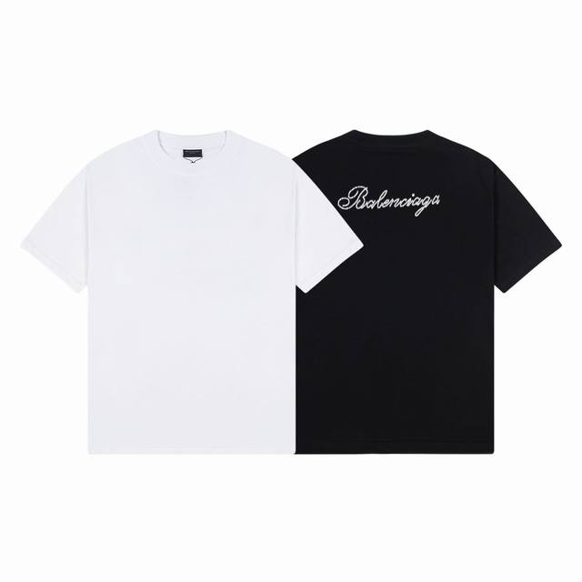 BALENCIAGA 巴黎世家 巴黎签名款烫钻短袖T恤 定织定染280克精梳棉重磅面料 螺纹零色差 细节完美 区别市面通货版本 欢迎对比 男女同款 上图必卖款