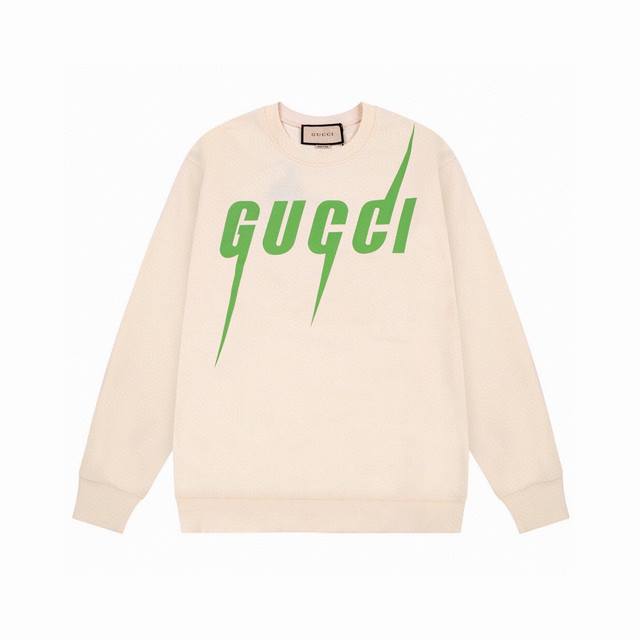 Gucci 古驰秋冬新款闪电印花logo圆领卫衣情侣款 专柜同步在售 oversized版型！ 面料：独家定制400克纯棉毛圈面料+配套螺纹 辅料：吊牌 水洗