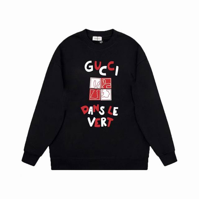 Gucci 古驰秋冬新款印花logo圆领卫衣情侣款 专柜同步在售 oversized版型！ 面料：独家定制400克纯棉毛圈面料+配套螺纹 辅料：吊牌 水洗 主唛