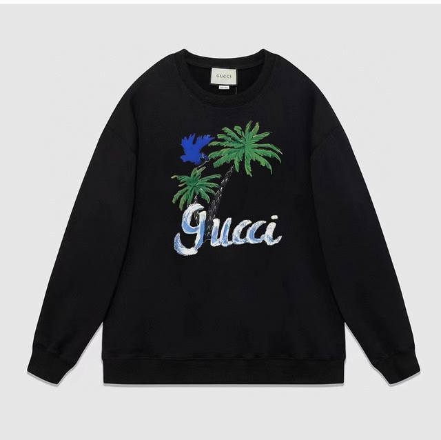 Gucci 古驰秋冬新款印花logo圆领卫衣情侣款 专柜同步在售 oversized版型！ 面料：独家定制400克纯棉毛圈面料+配套螺纹 辅料：吊牌 水洗 主唛