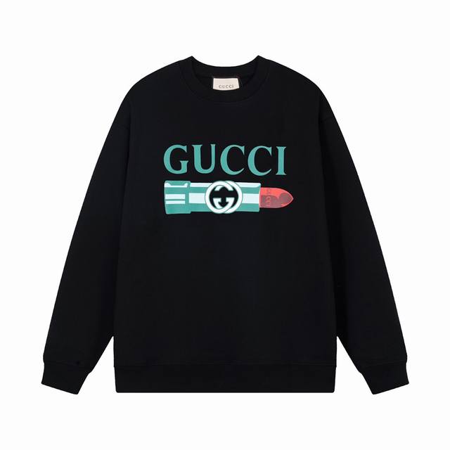 GUCCI 古驰 唇膏字母 印花 大Logo标识精致升级， 原版面料 官方同款 420克双股大毛圈面料同缸染面料 手感非常舒服 春夏最新砖柜同步 时尚又个性 超